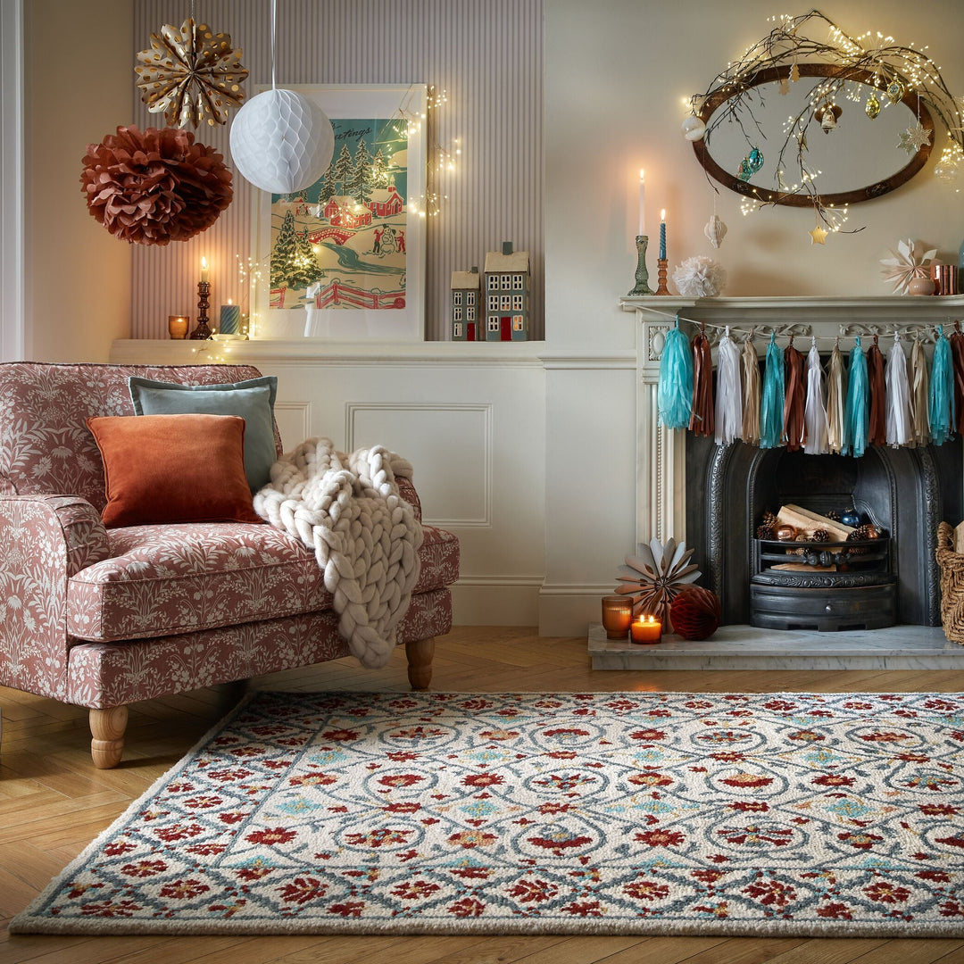 Tapis en laine IRIS Bleu et Rouge