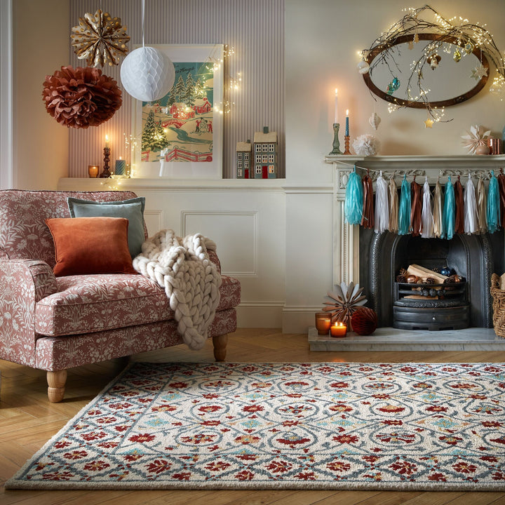 Tapis en laine IRIS Bleu et Rouge