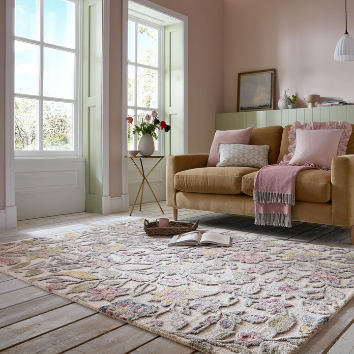 Tapis floral en laine TANIA