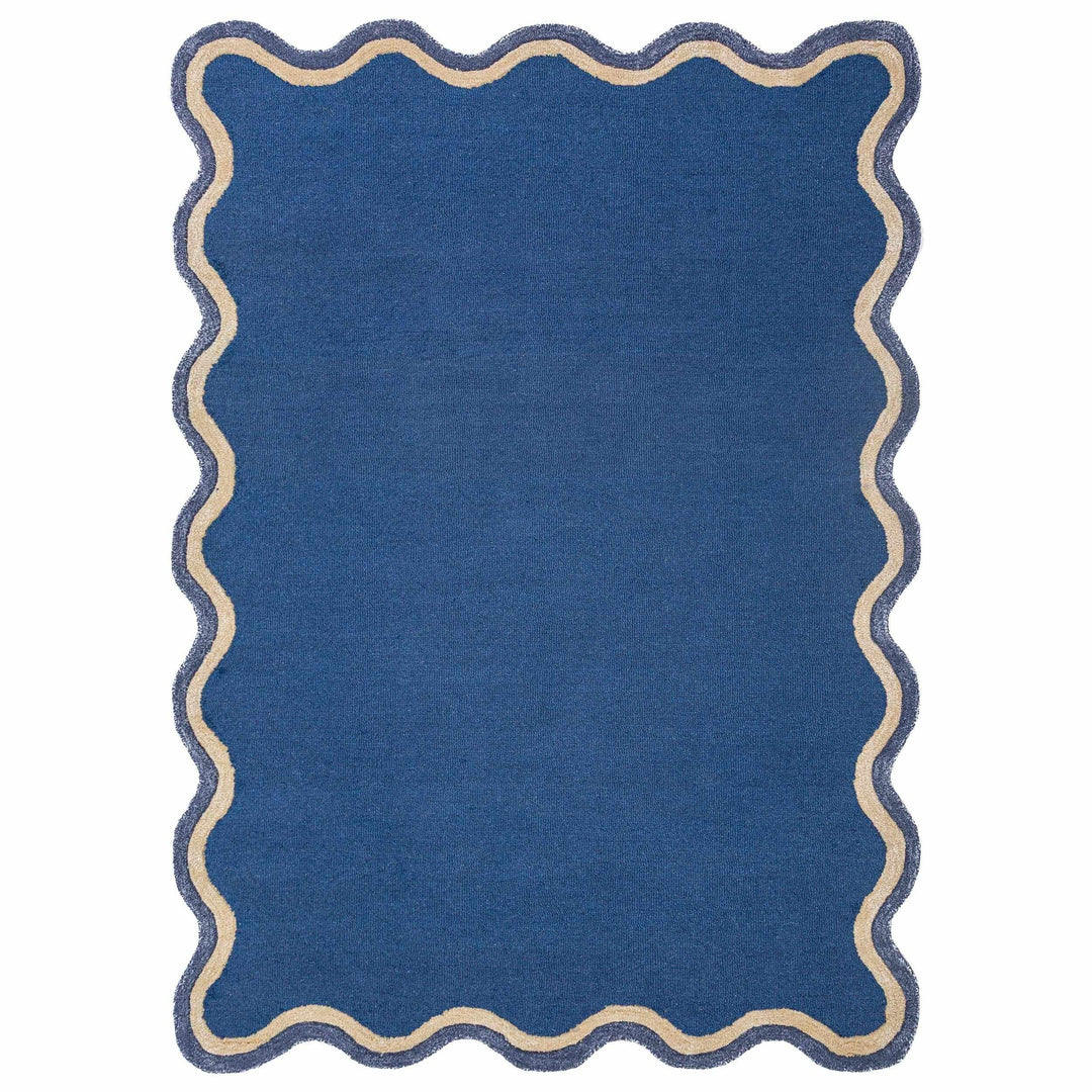 tapis salon laine et viscose rivo bleu marine 