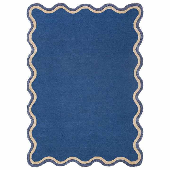 tapis salon laine et viscose rivo bleu marine 