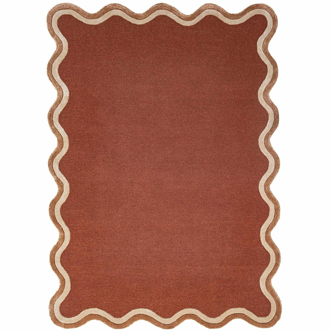 tapis salon laine et viscose rivo terracotta 