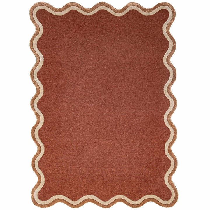 tapis salon laine et viscose rivo terracotta 