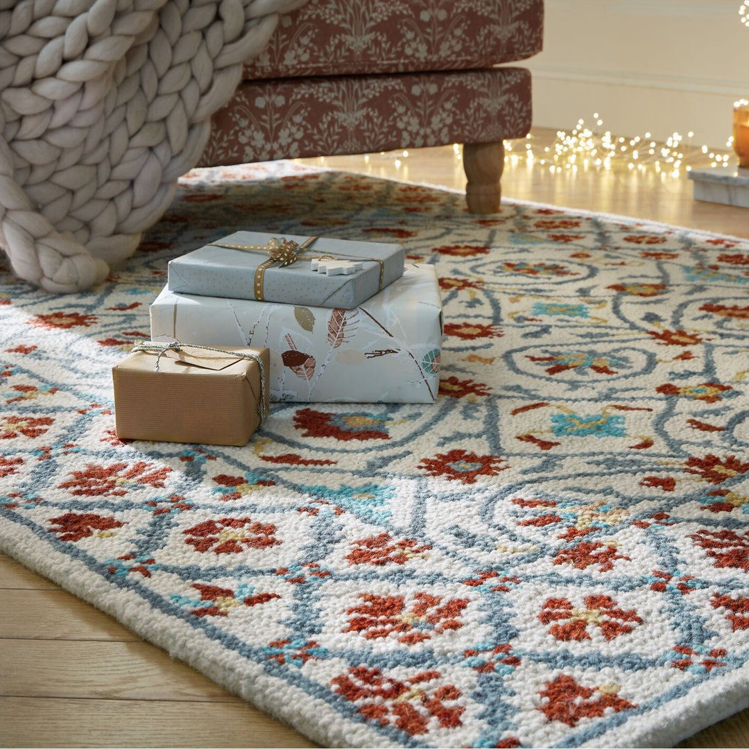 Tapis en laine IRIS Bleu et Rouge