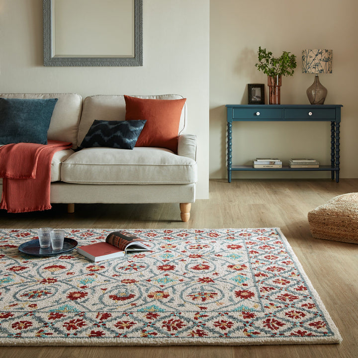 Tapis en laine IRIS Bleu et Rouge