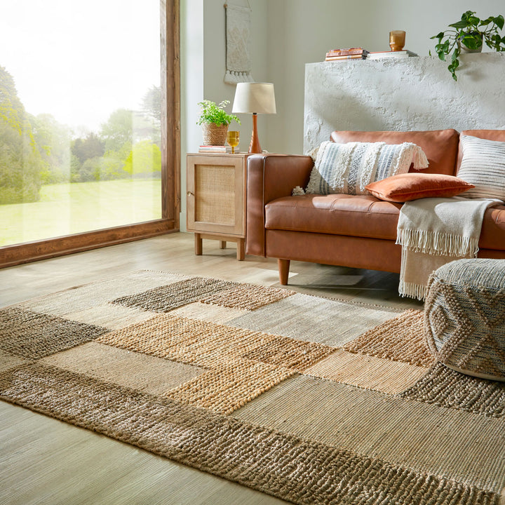 Tapis en jute PATCHWORK