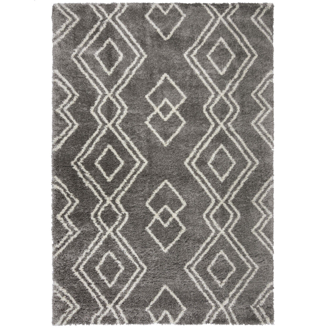 tapis epais berbere pour salon de couleur gris a motifs#couleur_gris