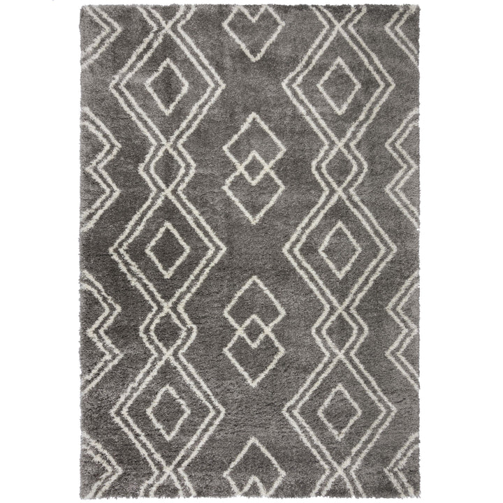 tapis epais berbere pour salon de couleur gris a motifs#couleur_gris