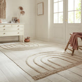 tapis en coton blanc a motifs geometriques
