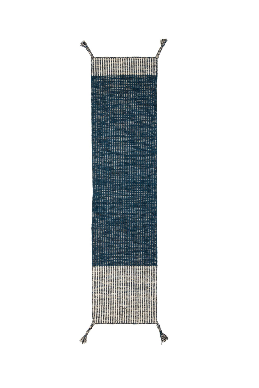 tapis de couloir pas cher en coton bleu