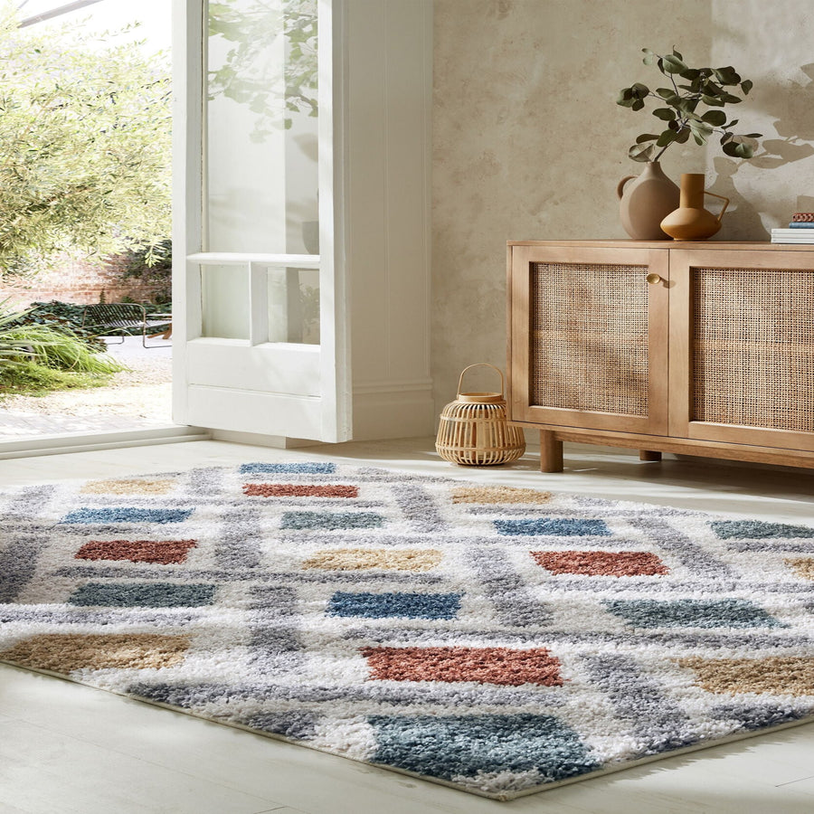 tapis de salon multicolore shaggy